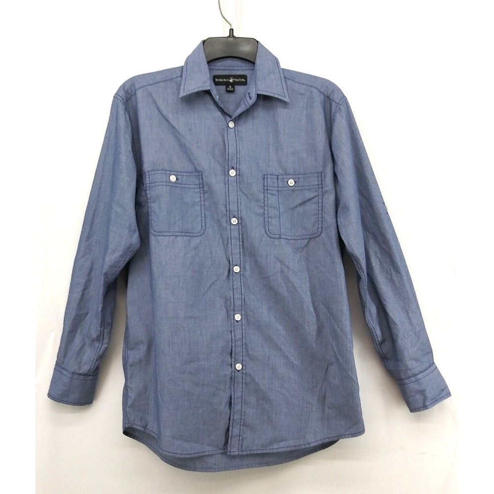 Beverly Hills Polo Club Shirt Mens Size S Blue Long Sleeve Button Up